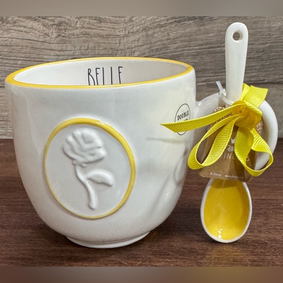 Rae Dunn Disney Beauty And The Beast BELLA Double Side Mug with Spoon 🥄 … - Picture 7 of 11